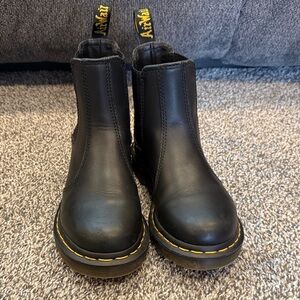 Dr. Martens Black Ankle Boots with Yellow Stitching